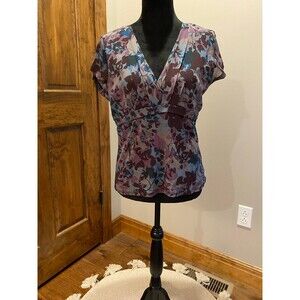 Axcess Womens Cap Sleeved Size Large Lined Blouse Spring Summer Top